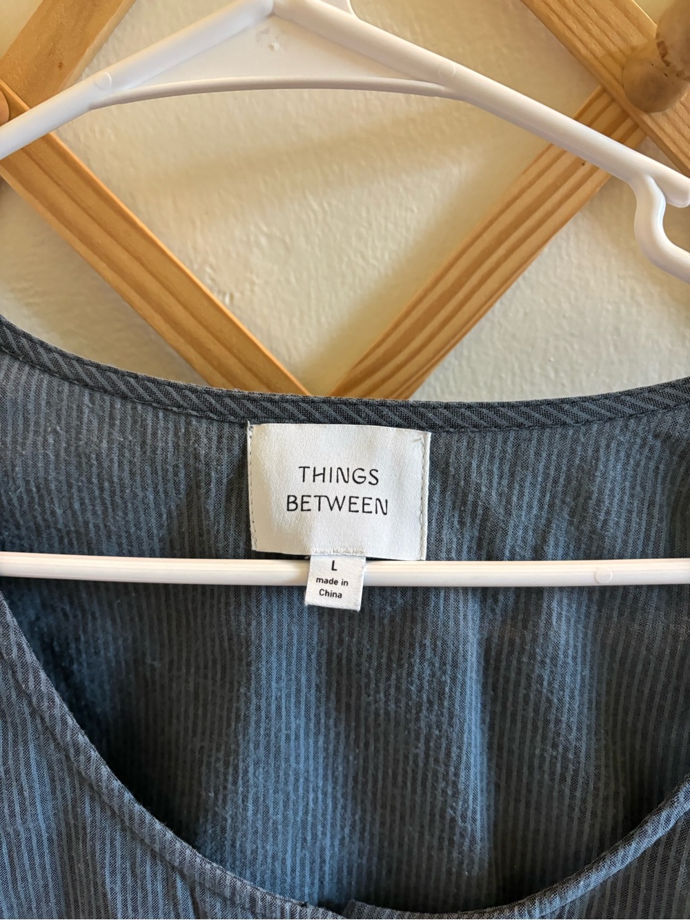 Things Between blue Ruffle Hem Button-Front Blouse - Picture 3 of 3